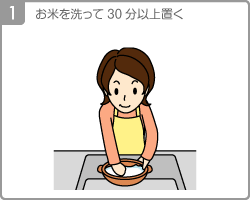 [Step1]お米を洗って30分以上置く