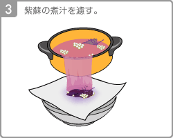 [Step3]紫蘇の煮汁を濾す。